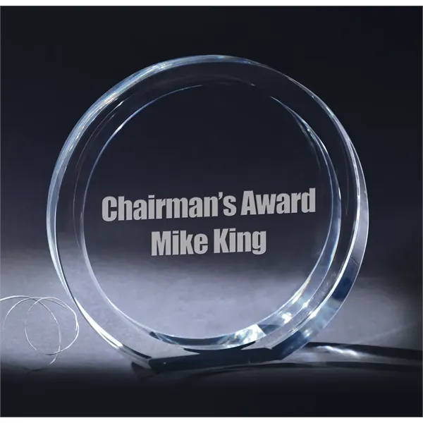 This circular optically perfect award features a large etch area perfect... from ASI 71920 Moderne Glass Company Inc