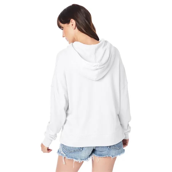 Ladies' sweatshirt with set-in sleeves, ribbed cuffs, hood, tear-away tag, and... from ASI 34063 alphabroder