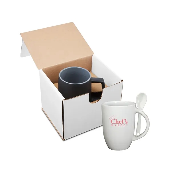 12 oz. ceramic mug with spoon, packaged inside a Kraft gift... from ASI 79530 Prime Line