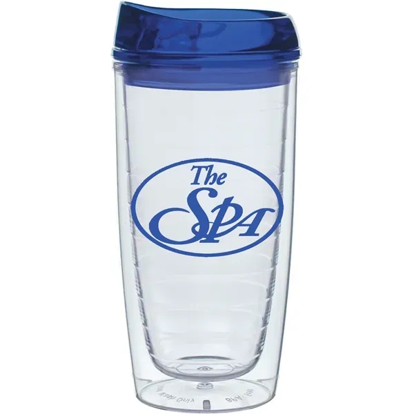 15 oz. Cozy cup collection tumbler with push on, thumb slide... from ASI 71920 Moderne Glass Company Inc