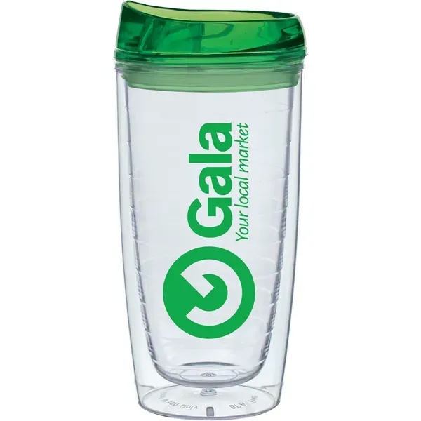 15 oz. Cozy cup collection tumbler with push on, thumb slide... from ASI 71920 Moderne Glass Company Inc