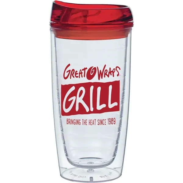 15 oz. Cozy cup collection tumbler with push on, thumb slide... from ASI 71920 Moderne Glass Company Inc