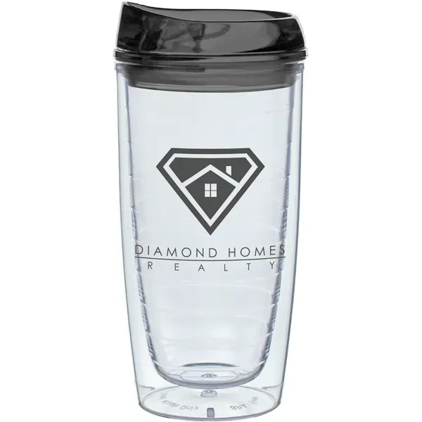 15 oz. Cozy cup collection tumbler with push on, thumb slide... from ASI 71920 Moderne Glass Company Inc
