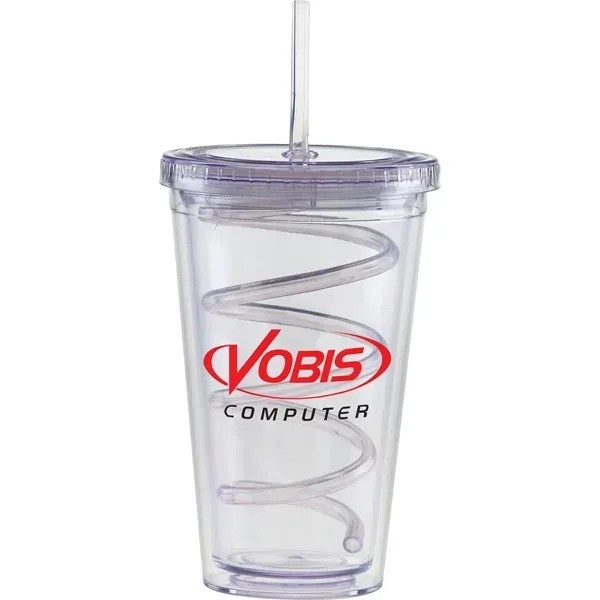 20 oz double walled Carnival cup with a color straw and... from ASI 71920 Moderne Glass Company Inc