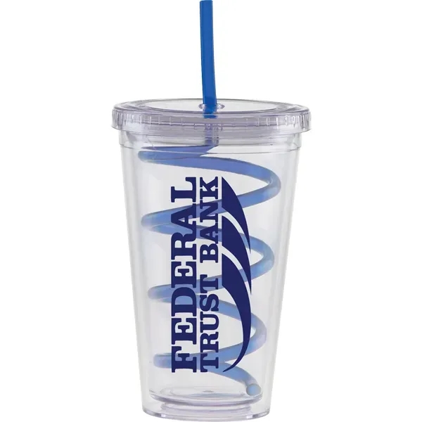 20 oz double walled Carnival cup with a color straw and... from ASI 71920 Moderne Glass Company Inc