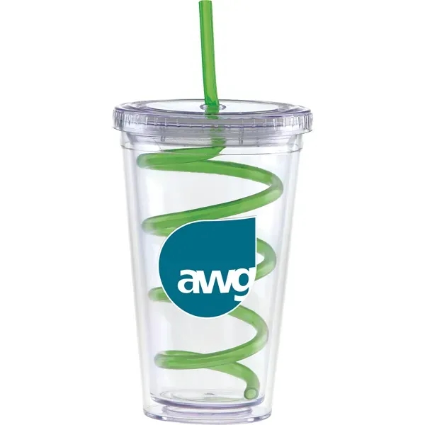 20 oz double walled Carnival cup with a color straw and... from ASI 71920 Moderne Glass Company Inc