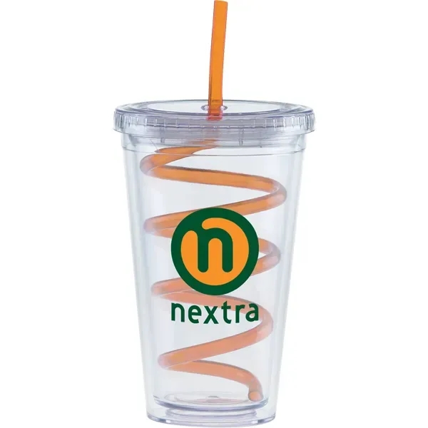 20 oz double walled Carnival cup with a color straw and... from ASI 71920 Moderne Glass Company Inc