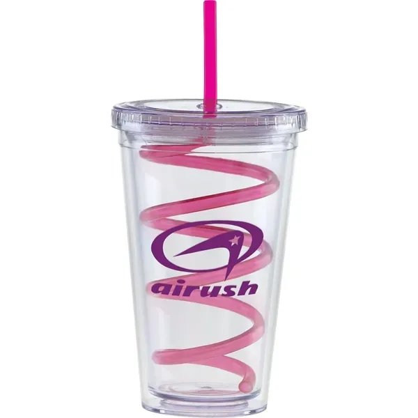 20 oz double walled Carnival cup with a color straw and... from ASI 71920 Moderne Glass Company Inc