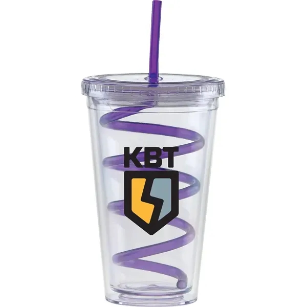 20 oz double walled Carnival cup with a color straw and... from ASI 71920 Moderne Glass Company Inc