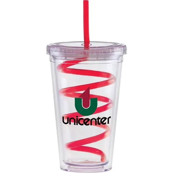 20 oz double walled Carnival cup with a color straw and... from ASI 71920 Moderne Glass Company Inc