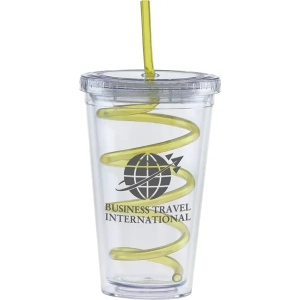 20 oz double walled Carnival cup with a color straw and... from ASI 71920 Moderne Glass Company Inc