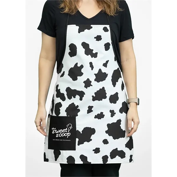 Cow print bib apron, single pocket - blank or 1 screen... from ASI 36558 Aprons, Etc.