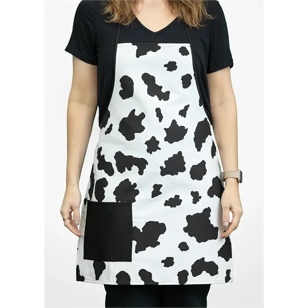 Cow print bib apron, single pocket - blank or 1 screen... from ASI 36558 Aprons, Etc.