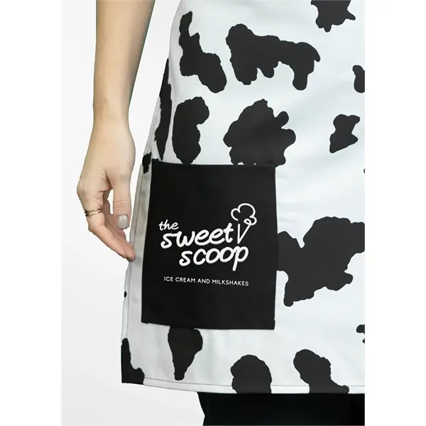 Cow print bib apron, single pocket - blank or 1 screen... from ASI 36558 Aprons, Etc.