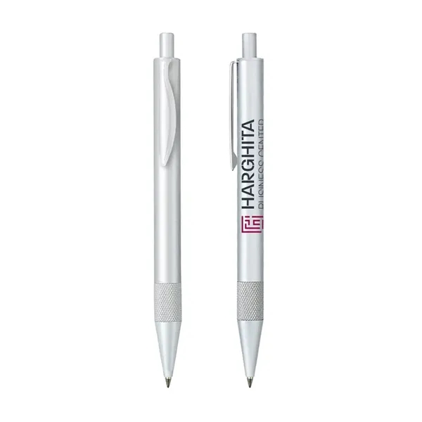 Solid brass barrel ballpoint pen with textured grip.... from ASI 31517 Admart Products / Admart Line