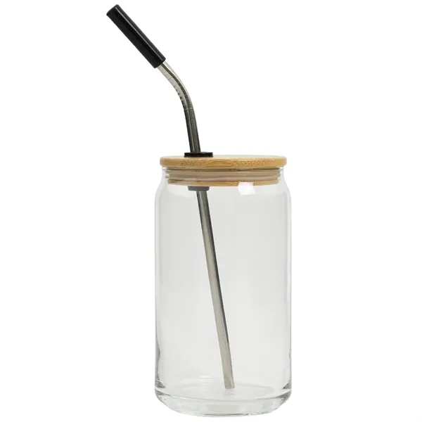 16 oz. can glass with stainless steel straw and bamboo lid.... from ASI 61125 Hit Promotional Products / Hit®