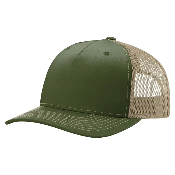 Richardson 112FP snapback cotton and polyester five-panel cap with leatherette patch... from ASI 74601 Calico