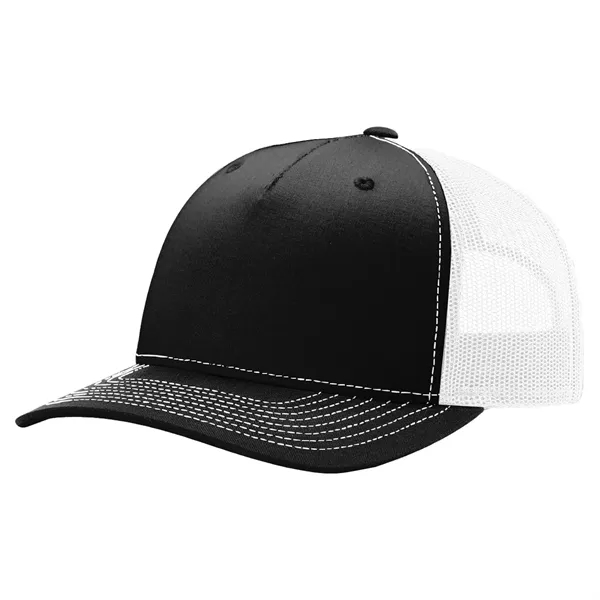 Richardson 112FP snapback cotton and polyester five-panel cap with leatherette patch... from ASI 74601 Calico