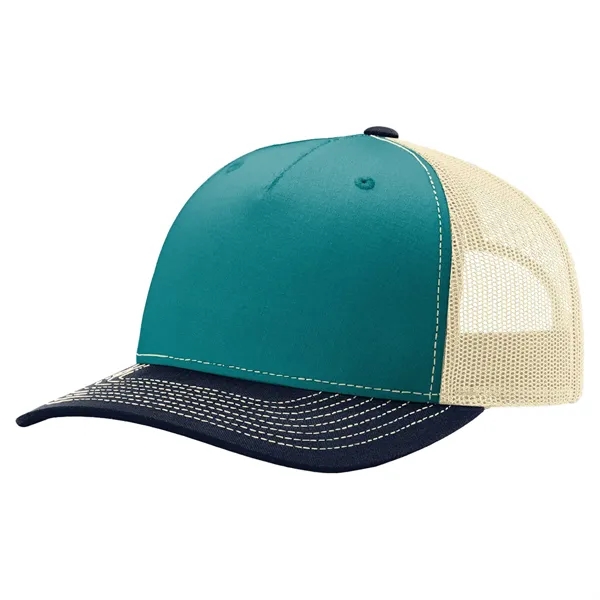 Richardson 112FP snapback cotton and polyester five-panel cap with leatherette patch... from ASI 74601 Calico