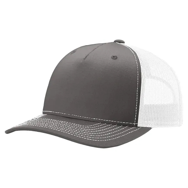 Richardson 112FP snapback cotton and polyester five-panel cap with leatherette patch... from ASI 74601 Calico