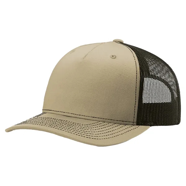 Richardson 112FP snapback cotton and polyester five-panel cap with leatherette patch... from ASI 74601 Calico