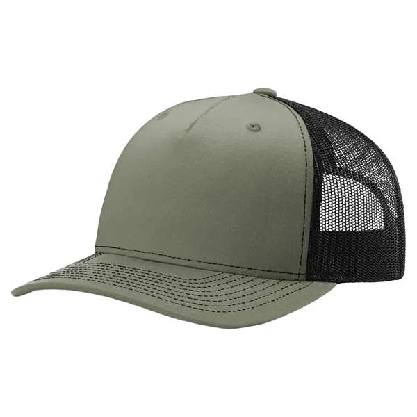 Richardson 112FP snapback cotton and polyester five-panel cap with leatherette patch... from ASI 74601 Calico
