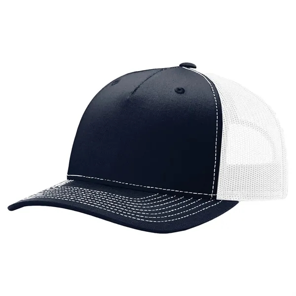 Richardson 112FP snapback cotton and polyester five-panel cap with leatherette patch... from ASI 74601 Calico