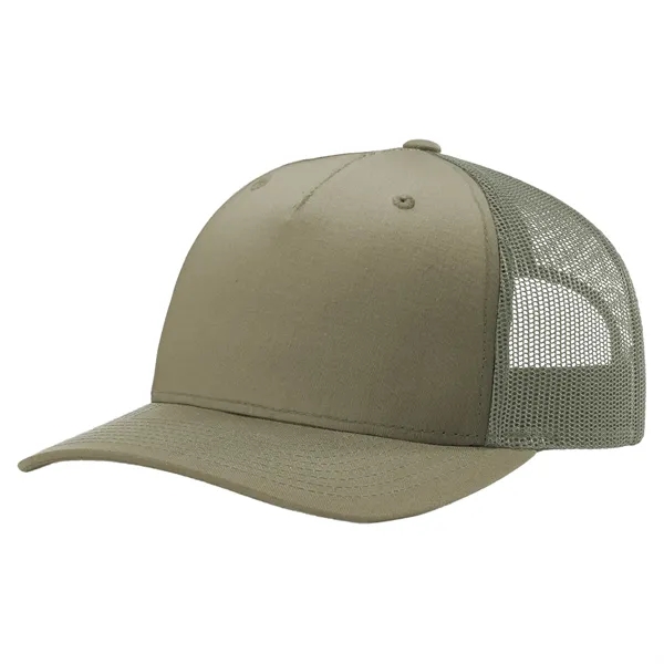 Richardson 112FP snapback cotton and polyester five-panel cap with leatherette patch... from ASI 74601 Calico
