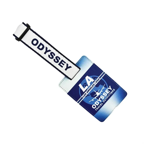 Elevate travel style with our Full Color Sublimated Luggage Tag. PU... from ASI 92980 WOV-IN® / Universal Strap/Wov-In Line