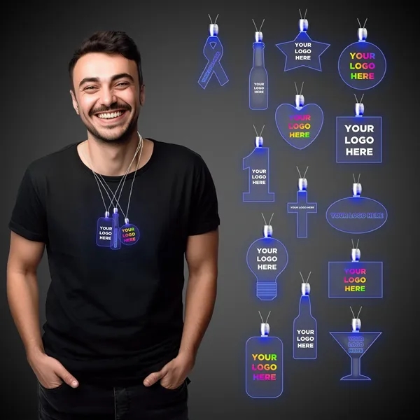 Acrylic pendant necklaces with a 24" necklace and LED lights; offered... from ASI 42016 Brighter Promotions Inc