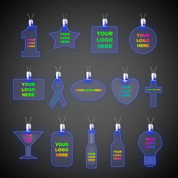 Acrylic pendant necklaces with a 24" necklace and LED lights; offered... from ASI 42016 Brighter Promotions Inc