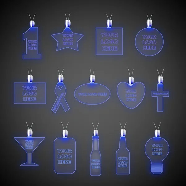 Acrylic pendant necklaces with a 24" necklace and LED lights; offered... from ASI 42016 Brighter Promotions Inc