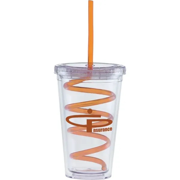 16 oz Carnival cups-color curly straw, clear lid. Double walled. BPA... from ASI 71920 Moderne Glass Company Inc