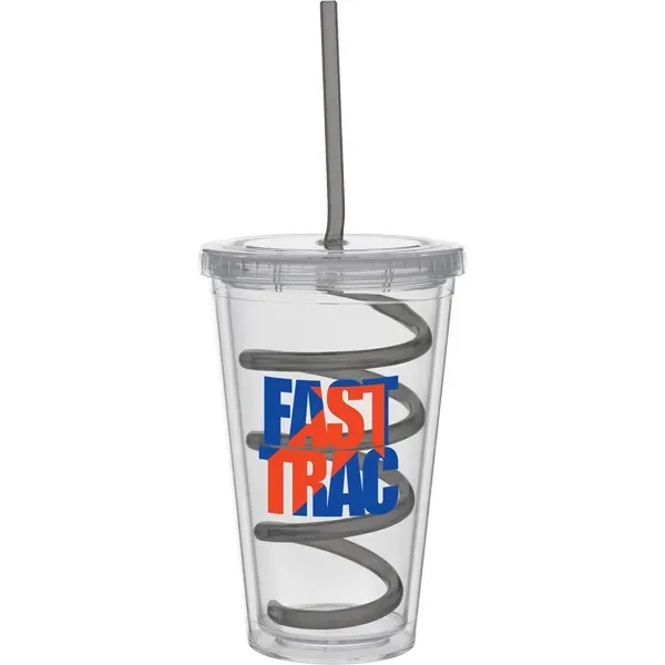 16 oz Carnival cups-color curly straw, clear lid. Double walled. BPA... from ASI 71920 Moderne Glass Company Inc