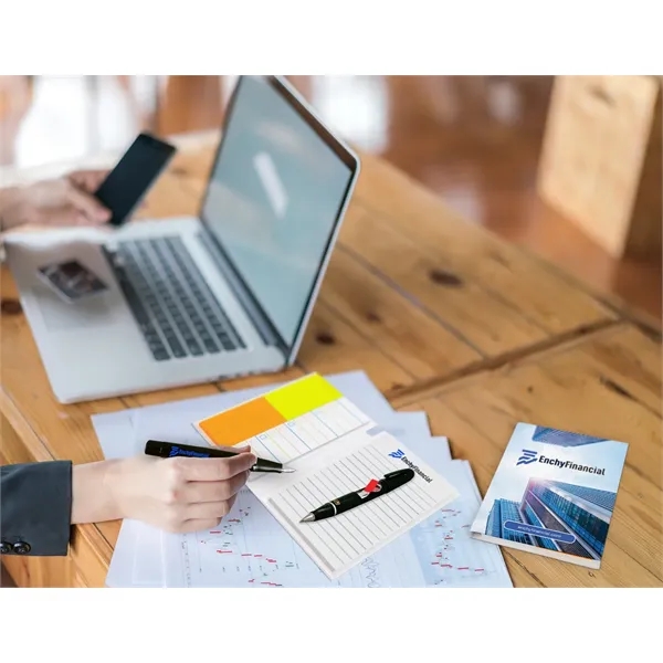 Journal that includes two 50-sheet neon orange note pads, one 50-sheet... from ASI 91240 3M/Promotional Markets Dept