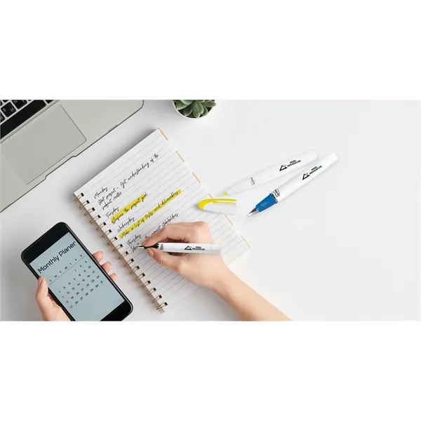 Ballpoint pen with fifty 3/8" red tape flags in the barrel.... from ASI 91240 3M/Promotional Markets Dept