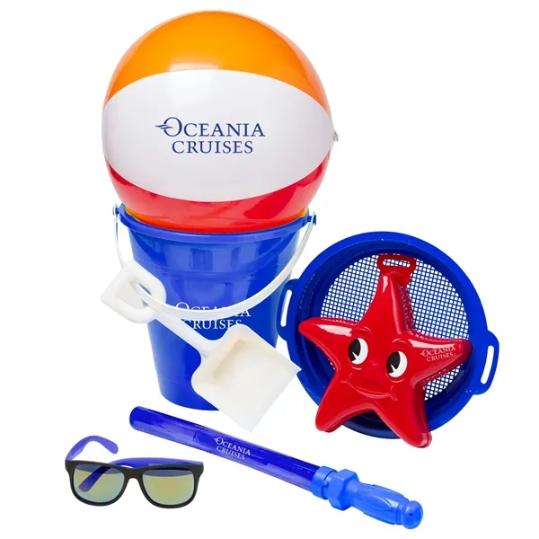 Beach kit with a 9" sand pail, 16" beach ball, star... from ASI 63549 Jornik Manufacturing Corp / Jornik