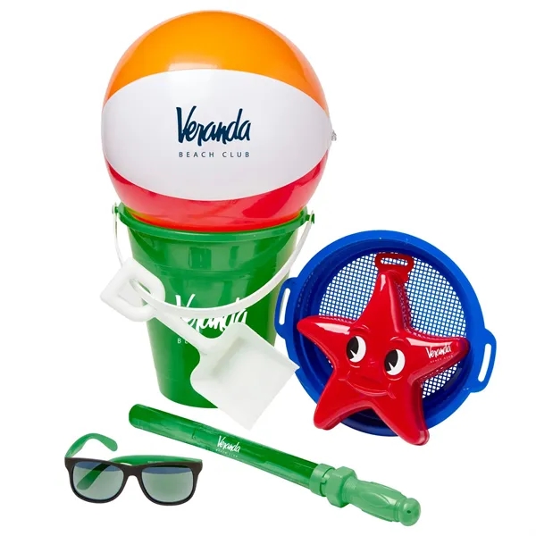 Beach kit with a 9" sand pail, 16" beach ball, star... from ASI 63549 Jornik Manufacturing Corp / Jornik