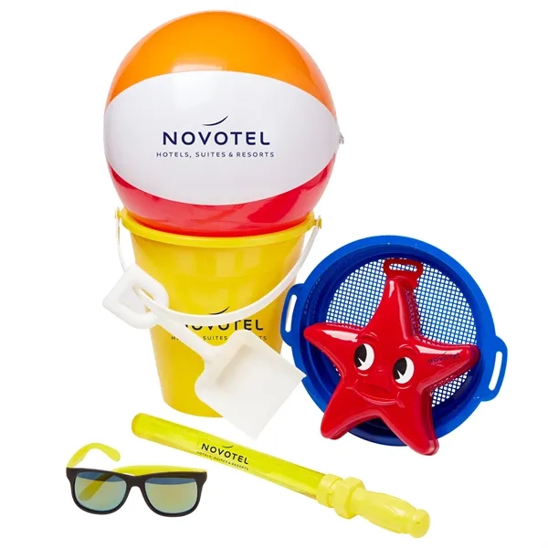 Beach kit with a 9" sand pail, 16" beach ball, star... from ASI 63549 Jornik Manufacturing Corp / Jornik