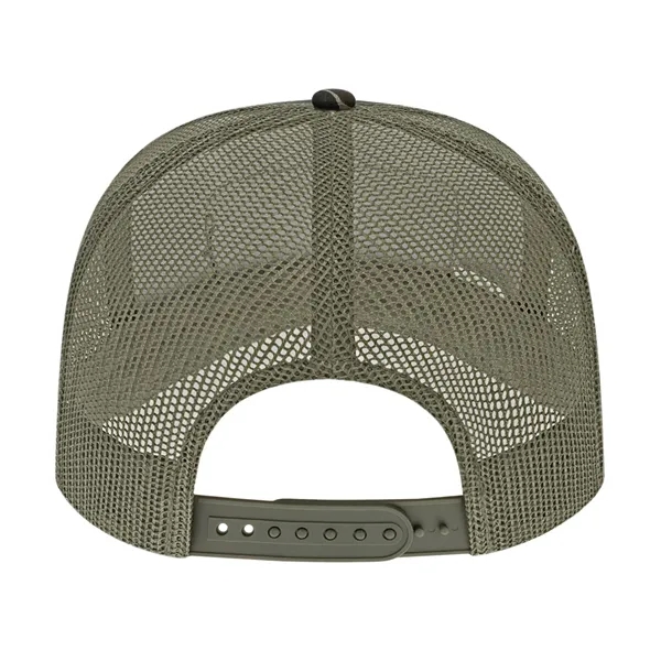 Medium profile five panel structured duck camo trucker cap with a... from ASI 43792 Cap America Inc