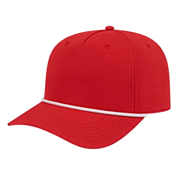 Medium profile five panel structured cap with a modified flat visor... from ASI 43792 Cap America Inc