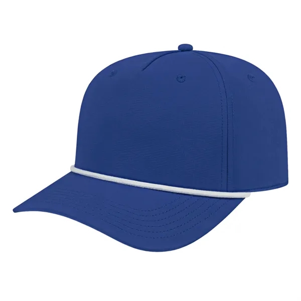 Medium profile five panel structured cap with a modified flat visor... from ASI 43792 Cap America Inc