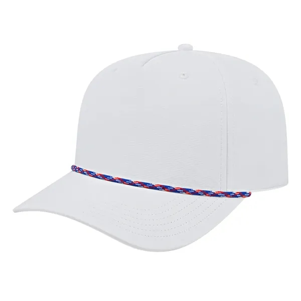Medium profile five panel structured cap with a modified flat visor... from ASI 43792 Cap America Inc