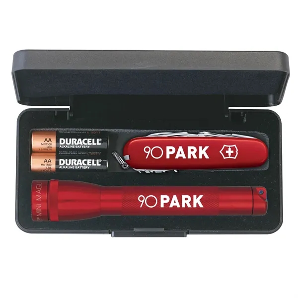 MagLite flashlight, two AA batteries and Swiss army knife set in... from ASI 46170 Compass Industries Inc