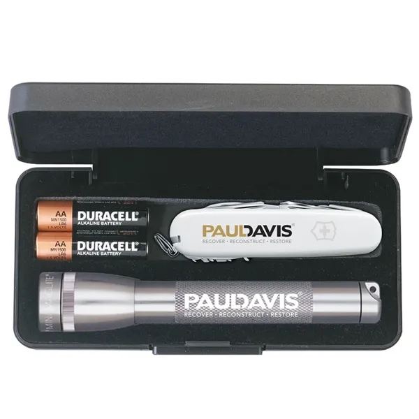 MagLite flashlight, two AA batteries and Swiss army knife with 14... from ASI 46170 Compass Industries Inc