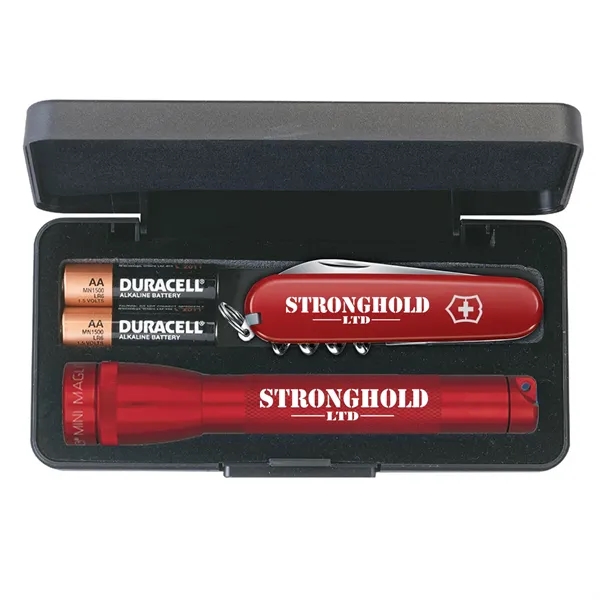 MagLite flashlight, two AA batteries and Swiss army knife with eight... from ASI 46170 Compass Industries Inc