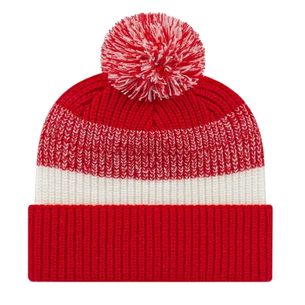 Thick ribbed knit cap with cuff with a pom... from ASI 43792 Cap America Inc