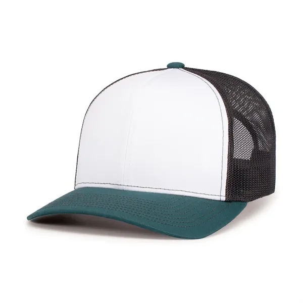 Contrast Stitch Trucker Snapback Cap with a poly/cotton blend and pro-model... from ASI 37461 Augusta Sportswear / Pacific Headwear
