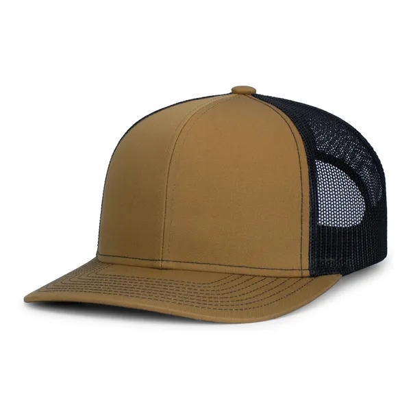 Contrast Stitch Trucker Snapback Cap with a poly/cotton blend and pro-model... from ASI 37461 Augusta Sportswear / Pacific Headwear
