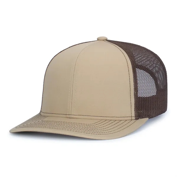 Contrast Stitch Trucker Snapback Cap with a poly/cotton blend and pro-model... from ASI 37461 Augusta Sportswear / Pacific Headwear